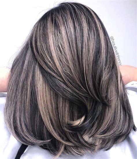 black hair with ash blonde highlights|30 Ideas of Black Hair with Highlights to Rock in 2024 .